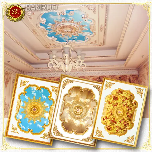 Banruo Top Quality Decorative Ceiling Tiles Ps Plastic Ceiling Panel Board Medallions