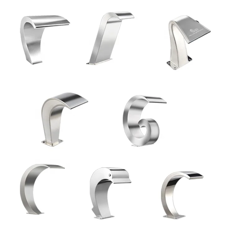 Swimming pool cheap spa accessories stainless steel waterfall with led light