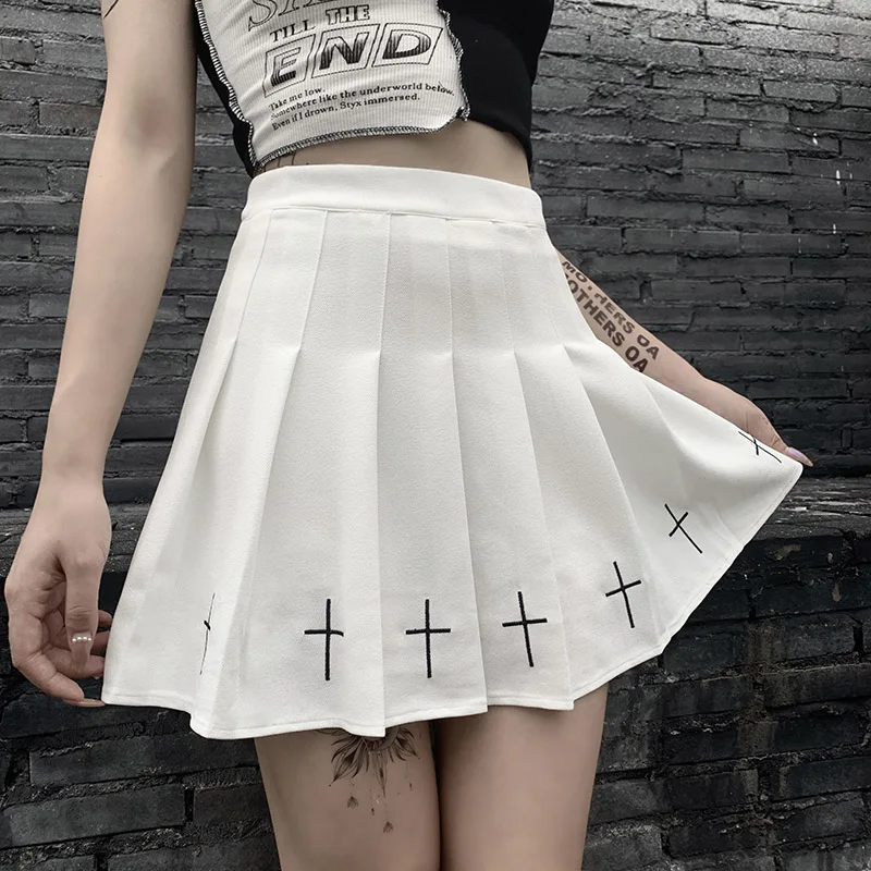 2022 New Hot Summer Womens Girls Goth Skirts Short Sexy Mini Skirt Ladies Pleated Black Gothic Punk Skirt