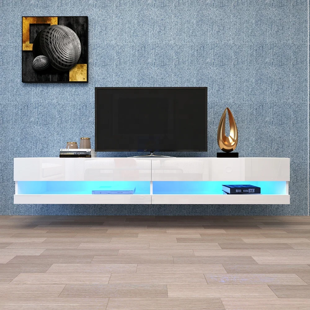 New Design Home Entertainment Wall Unit Tv Stand With 20 Colors LED Floating Shelves Wall Mounted Tv Cabinet