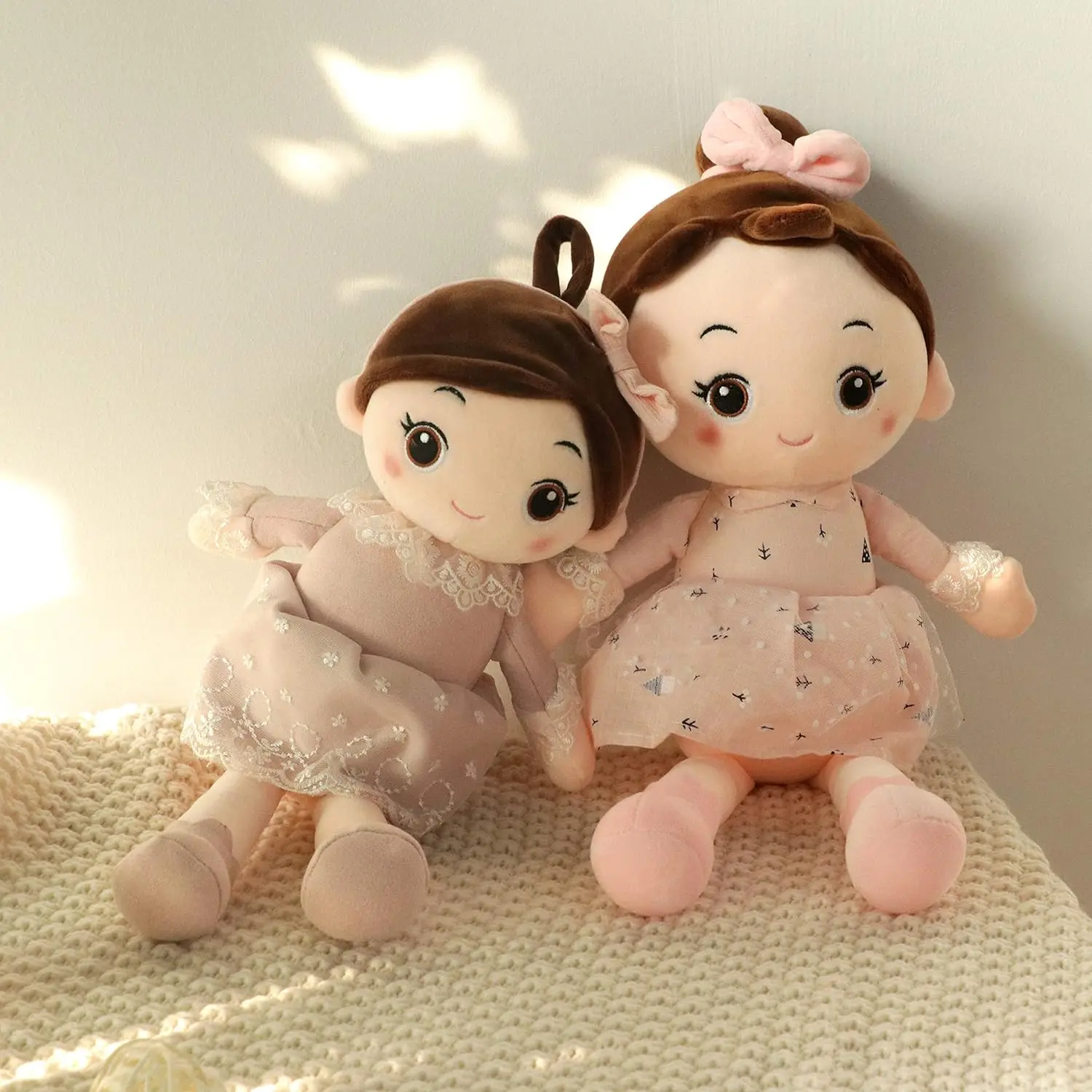 Stuffed Doll for Girl Soft Plush Snuggle Play Toy Sleeping & Cuddle Buddy in Dress Birthday Festival Baby Doll