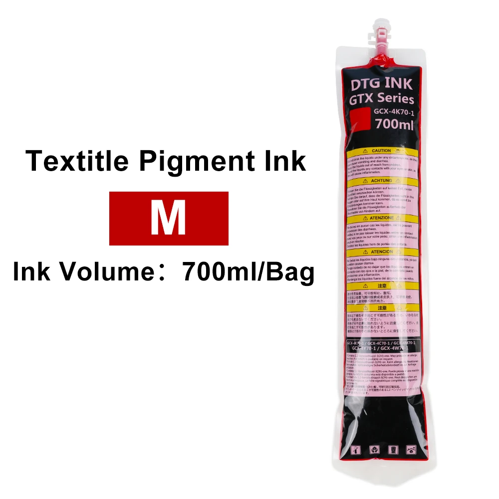 Xcellent 700ML GTX Digital Pigment fillled ink bag with DTG  ink one time use chip  for Brother GTX GTX PRO Printer