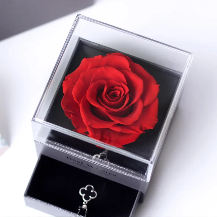 Jewelry Necklace Gift Box Rose Flower Souvenir Box Drawer 9 preserved rose rose artificial rose box for decoration and gift