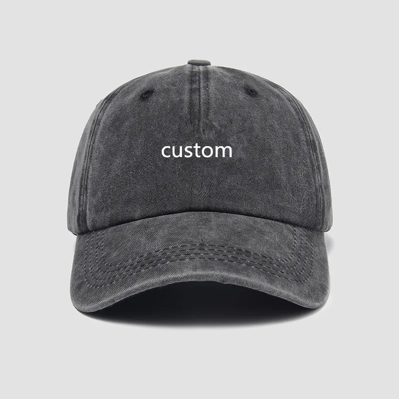 Factory customized logo washed denim unstructured cotton dad hats wholesale