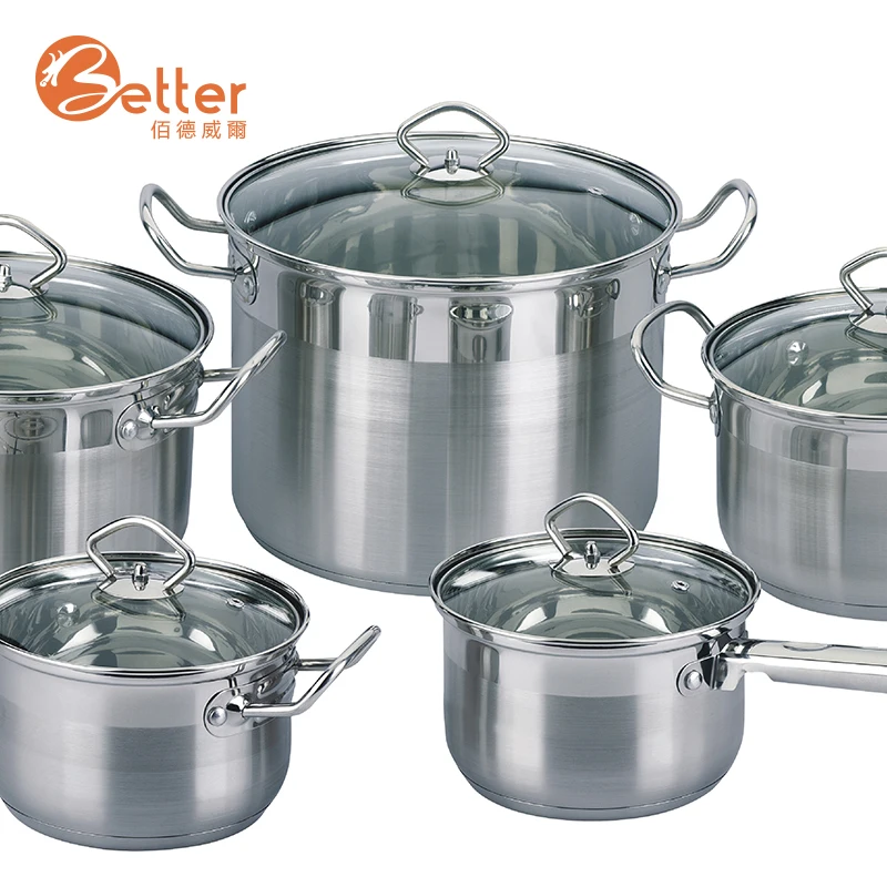 Best Selling 8Pcs German Stainless Steel Cookware Set Pot with Cast Iron Handle
