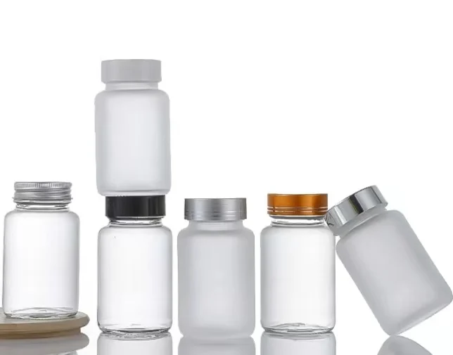 125ml frosted round glass bottles Clear Amber Frosted Black White Empty 100ml Empty Medicine Bottles
