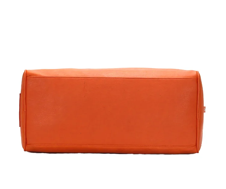 orange color faux Leather Duffel Bag Large Travel Bag Gym Sports Overnight Weekender Bag for men and women