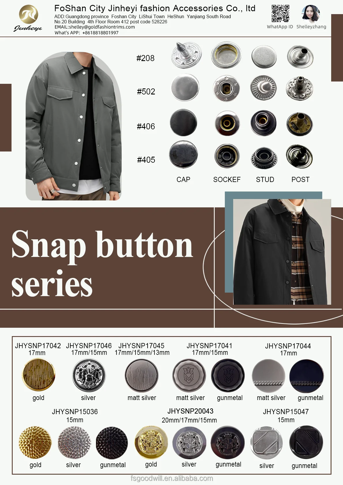 11/15/19 MM wholesale high-quality simple square metal 4 part snap button for garment