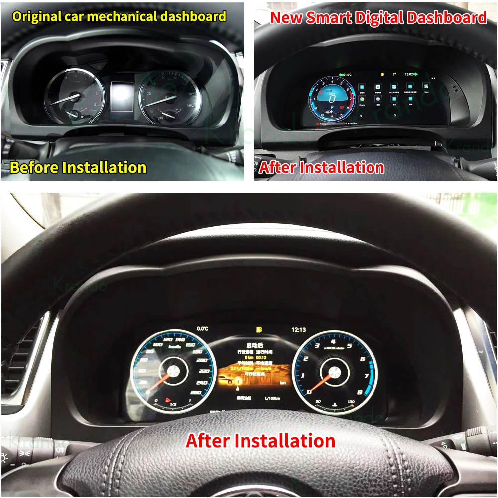 12.3' Digital Cluster for TOYOTA Highlander 2015 - 2019 Digital Dashboard Panel