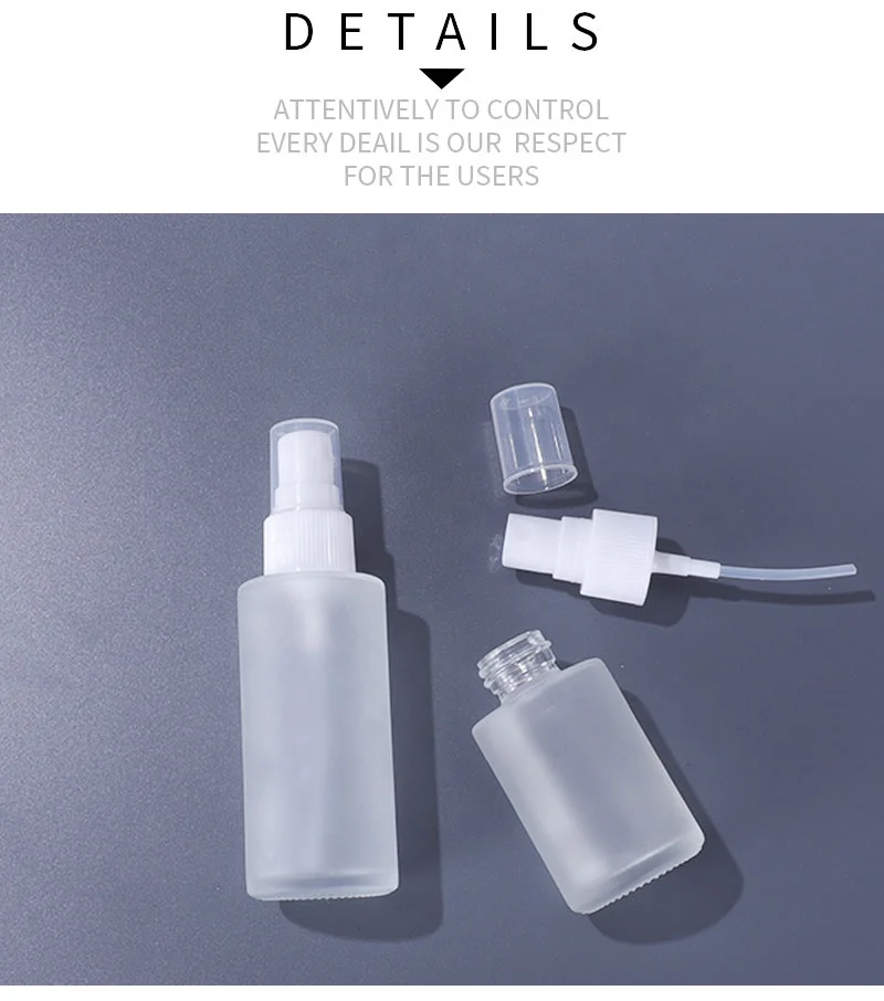20ml 30ml 50ml Atomizer Frosted Flat Shoulder Clear Perfume Glass Bottle With Plastic Spray Bottles Cheap High Quality