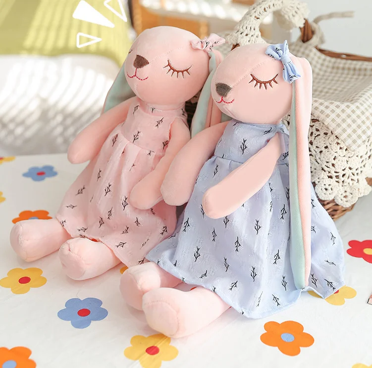 Flower skirt couple rabbit doll plush toy manufacturers wholesale super soft doll long ear rabbit gift doll pillow  girlfriend