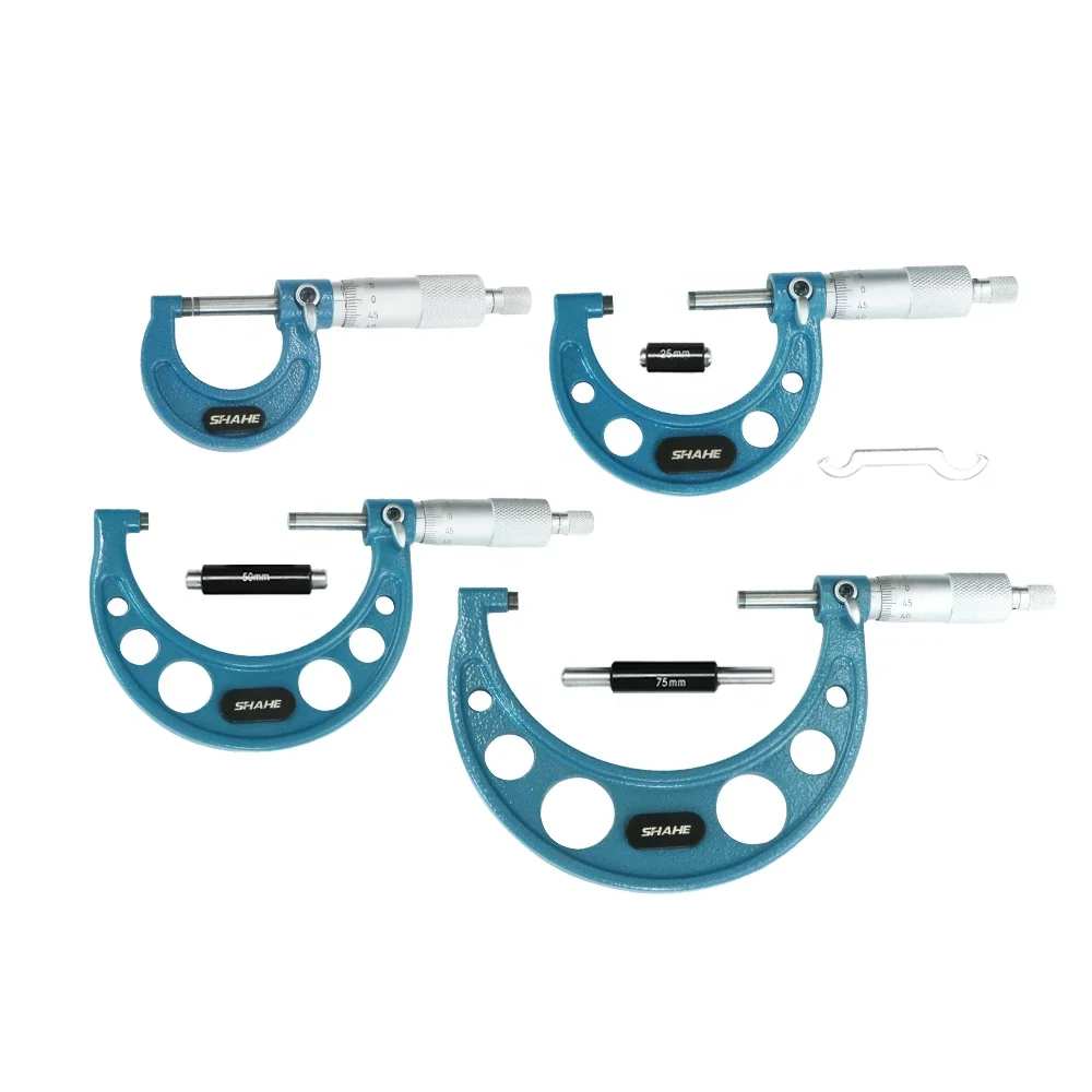 Набор микрометров 0-4 дюйма, 0-100 мм, Точность 0,01 мм, 4 шт.