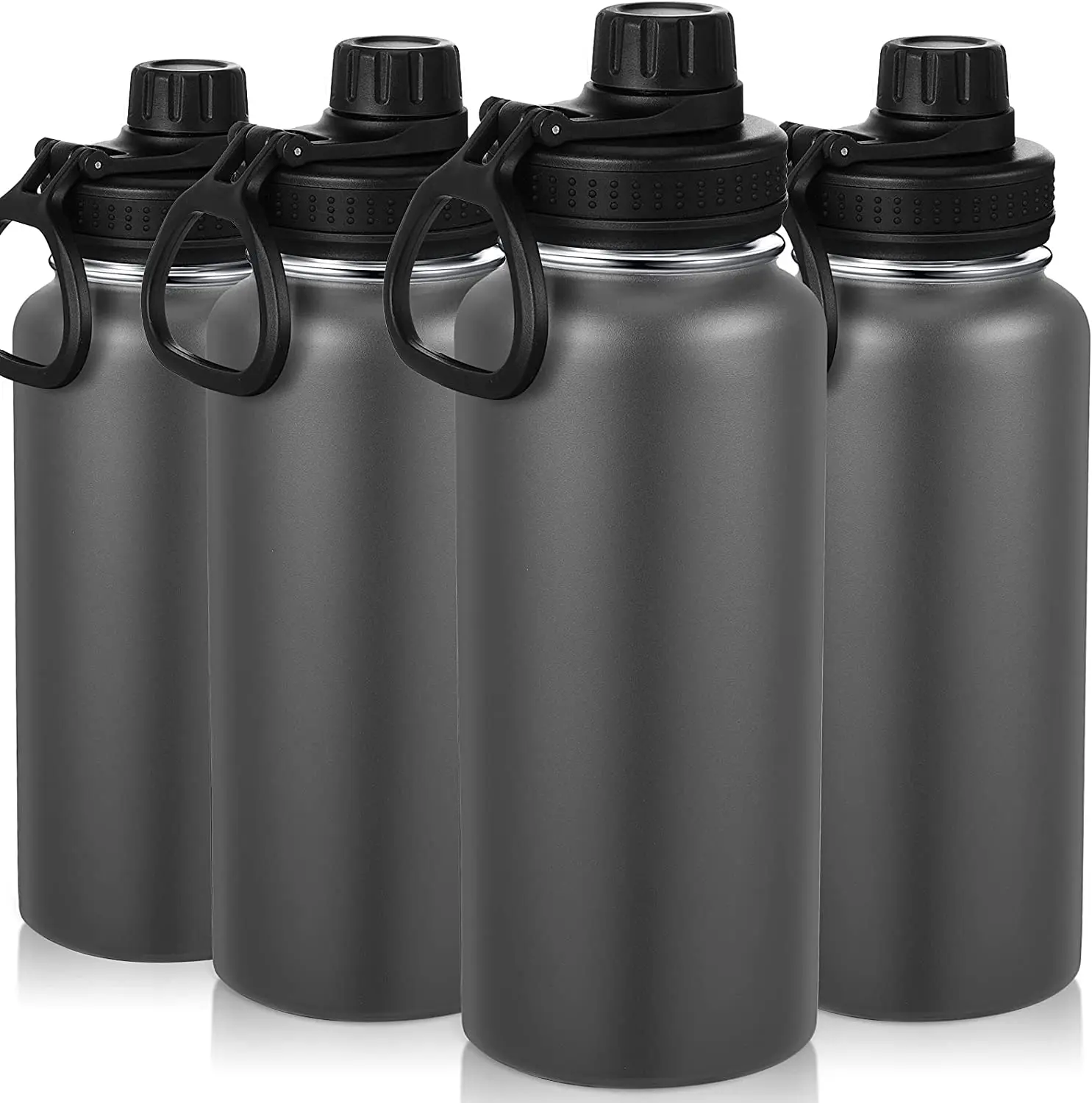 32 oz Stainless Steel Vacuum Wide Mouth Water Flask with Leakproof Lid, Standard Metal Canteen with Wide Rotating Handle
