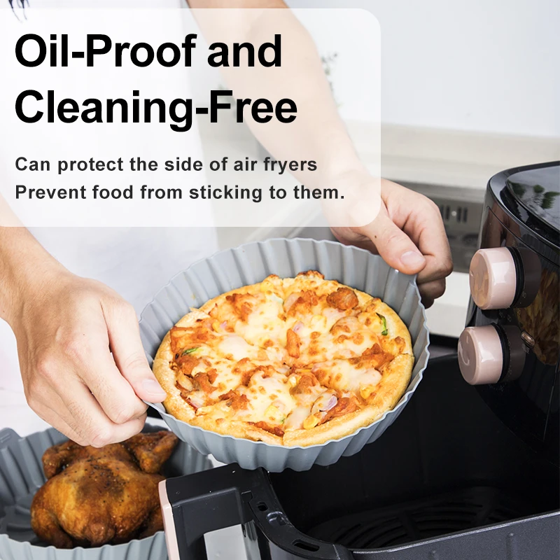 8 Inch Food Safe Non-stick Reusable Airfryer Silicone Pot Basket Silicone Air Fryer Liners