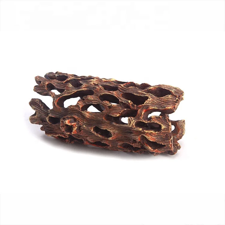 Reptile tank landscape resin artificial decorative wood bark hiding cave for lizard frog