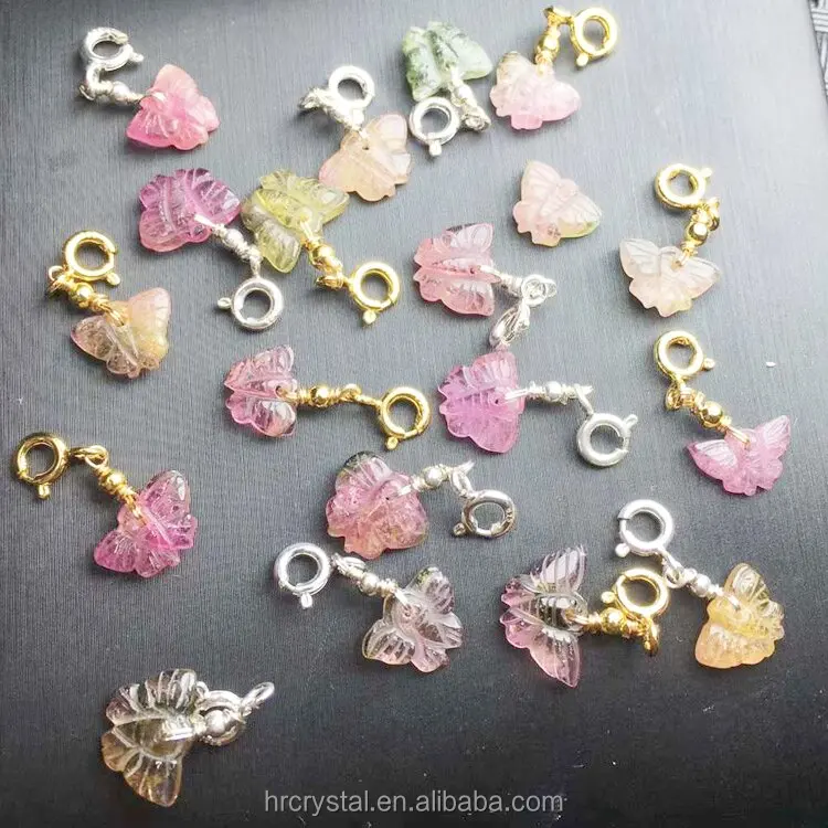 Popular crystal pendant pretty watermelon tourmaline crystal silver pendant for decoration