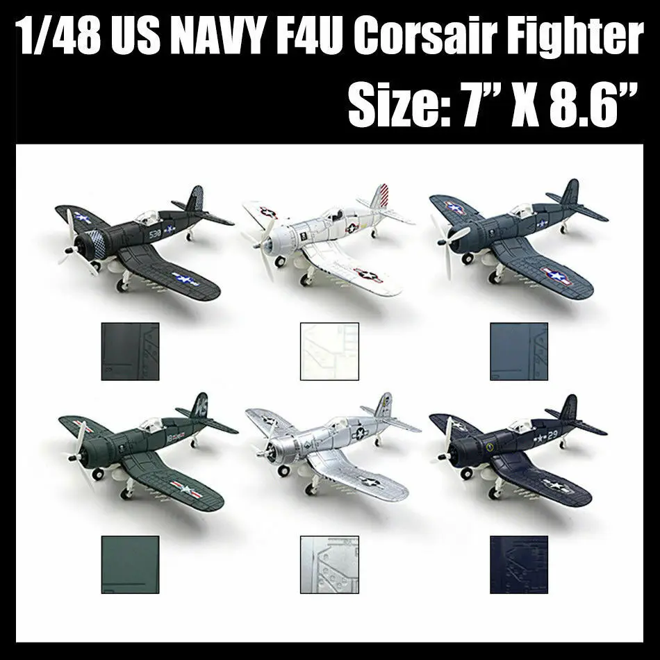 
1/48 Scale US NAVY F4U Corsair Fighter Assemble Fighter Model Toys Building Bricks Combat Aircraft War-II Random Color 