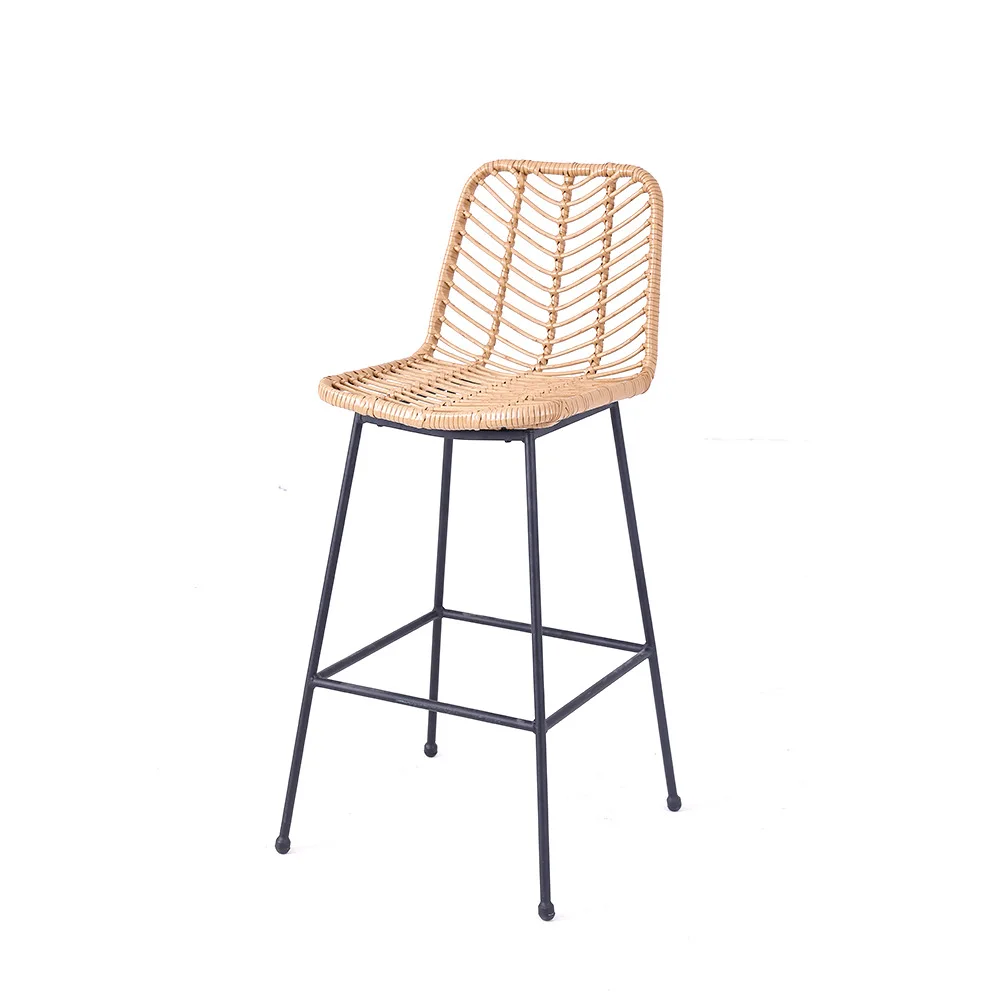2024 Hot sale man-made rattan high chair PE rattan bar stool outdoor furniture rattan chair