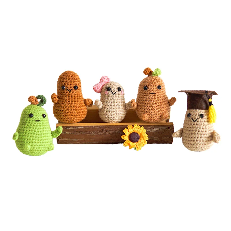 Hot Selling Creative Funny Peanut Potato Handmade Crochet Toy Keychain Pendant Amigurumi Decor Doll
