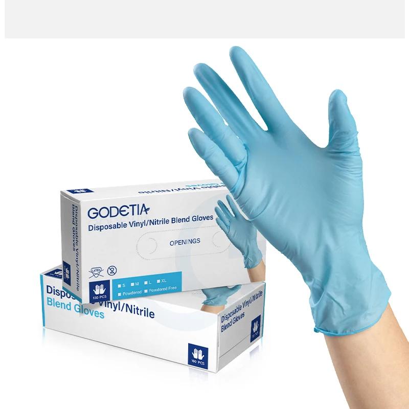 Transparent Cheap Latex-Free PVC food grade Blue Vinyl Blend Glove 100pcs/box Nitrile Gloves vinyl gloves powder free