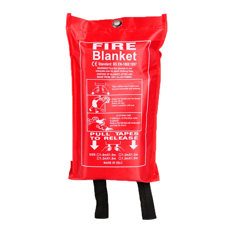 1.5X1.5M 1.2X1.2M 1.2X1.8M 1.0X1.0M E-Glass Woven Fire Resistance Fireproof Waterproof Fiberglass Fire Blanket