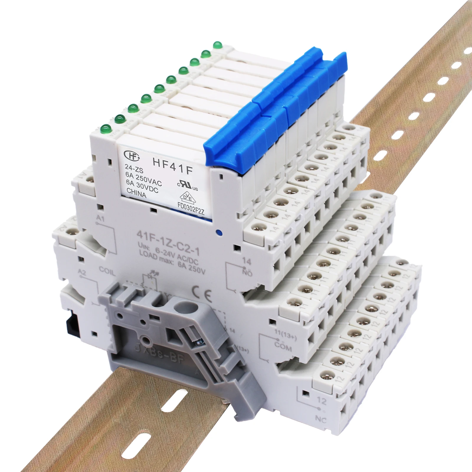 Interface slim relay setSPLC 6.2mm thickness din-rail 6 A relay socket  slim din rail slim relay HF41F-024-Z