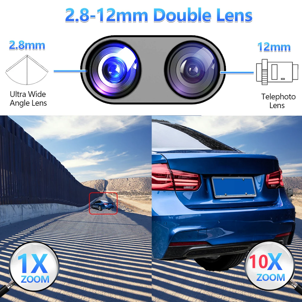 Full Color 4MP 10X Double Lens Outdoor Night Vision P2P Icsee Waterproof Wifi CCTV PTZ Camera