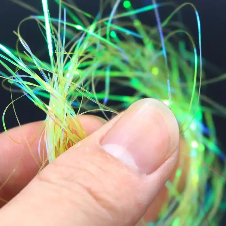 0.5mm/15-20cm 8 colors Ice Wing Fiber flat flash Tinsel crystal flashabou saltwater streamer flies fly tying materials