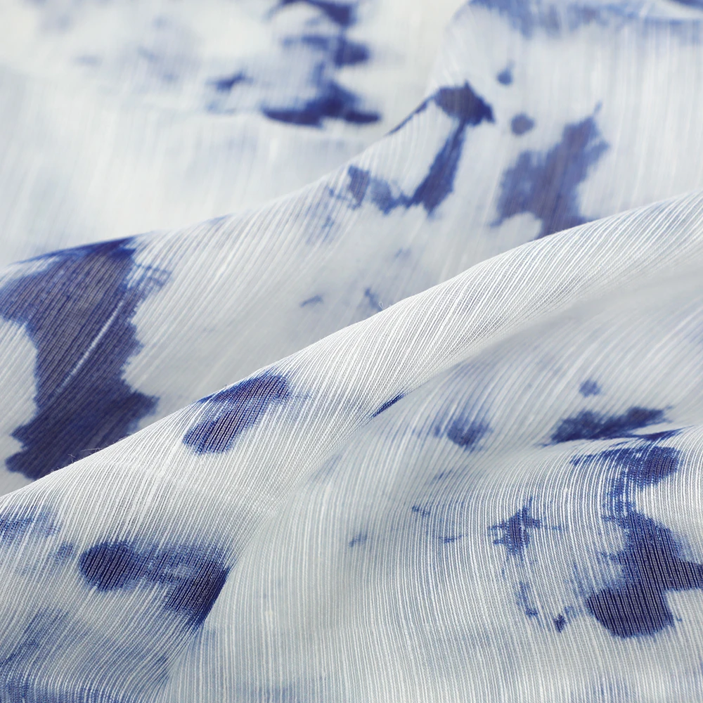 High quality custom digital printing  25%silk 75% linen chiffon fabric for clothing