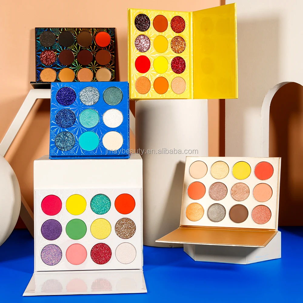 Private Label Makeup Cosmetics No Brand Wholesale Makeup Pressed Glitter Carton Eyeshadow Empty Eyeshadow Palette Eye Shadow Dry