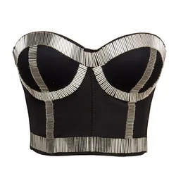 New European and American belly dance club stage outfit performance clothes hand set bead chain corset to wear bra