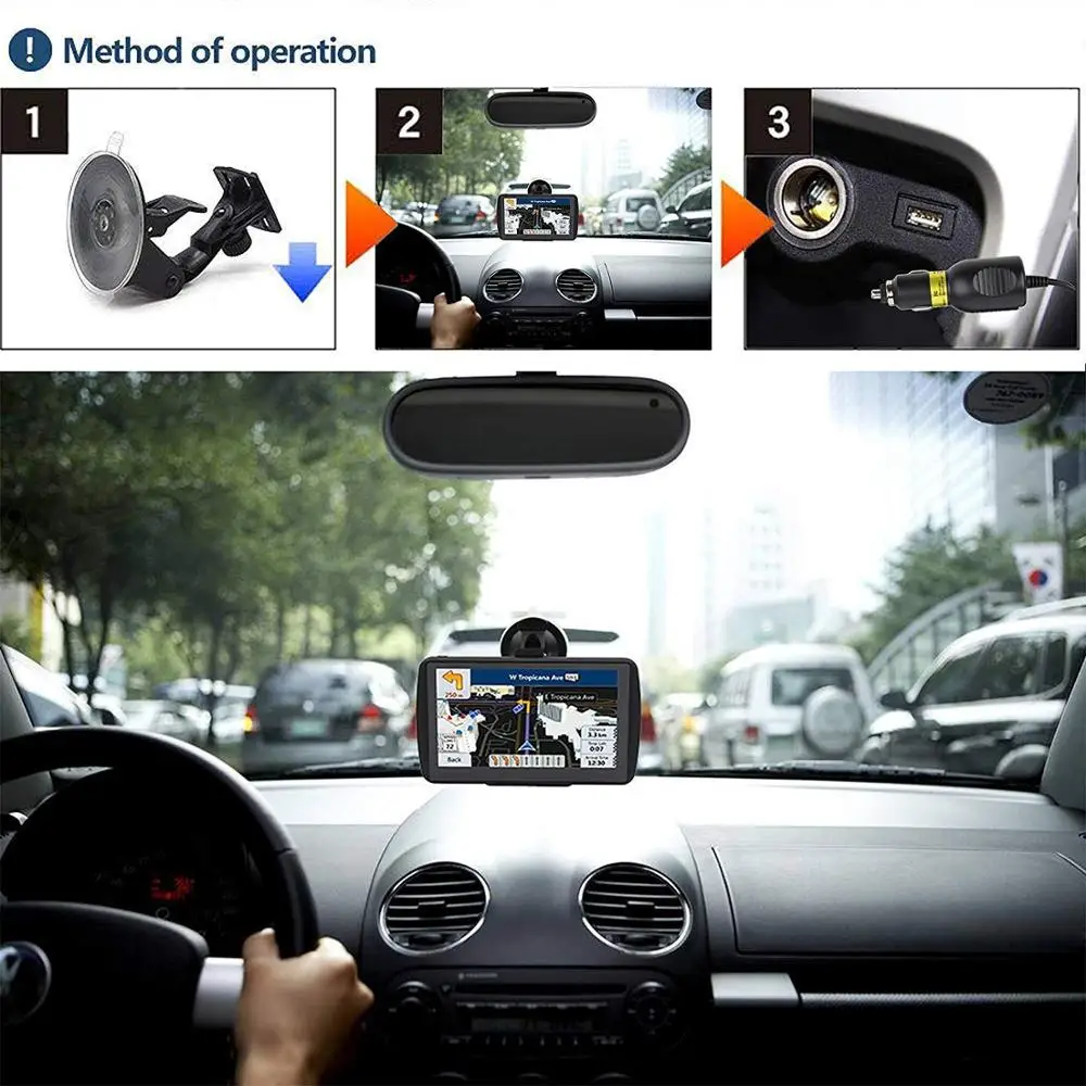 Truck 7 Inch Portable GPS Navigation System  Car Locator Navigator Free Map 3D View Map Display