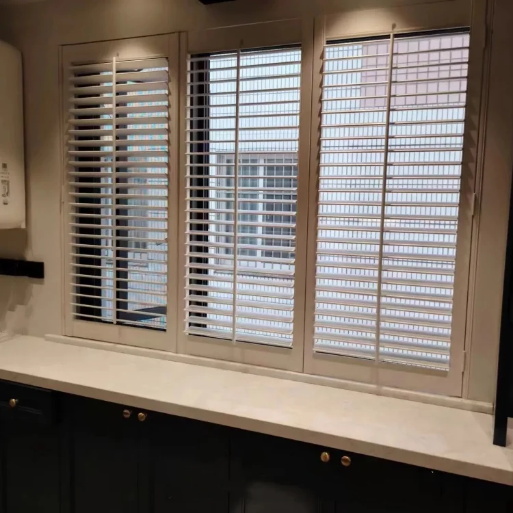 Wholesale New PVC shutters sliding folding shutter doors White 89mm Louvre Plantation Shutters