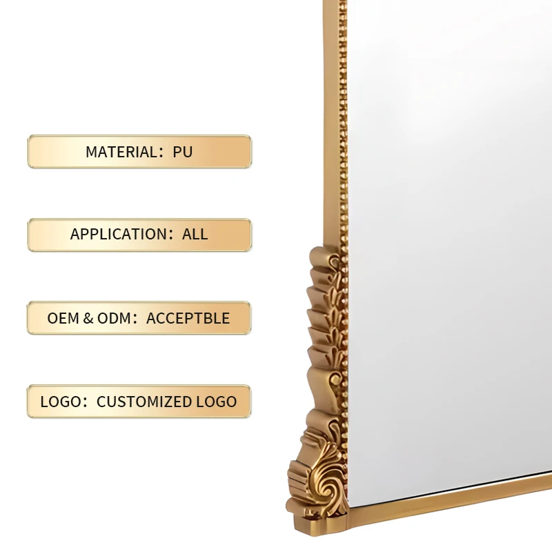 Antiqued Gold Ornate Mirror Arched Mantel Wall Mirror Baroque Inspired Bathroom Vanity Wall Mounted Mirror, 60*80cm