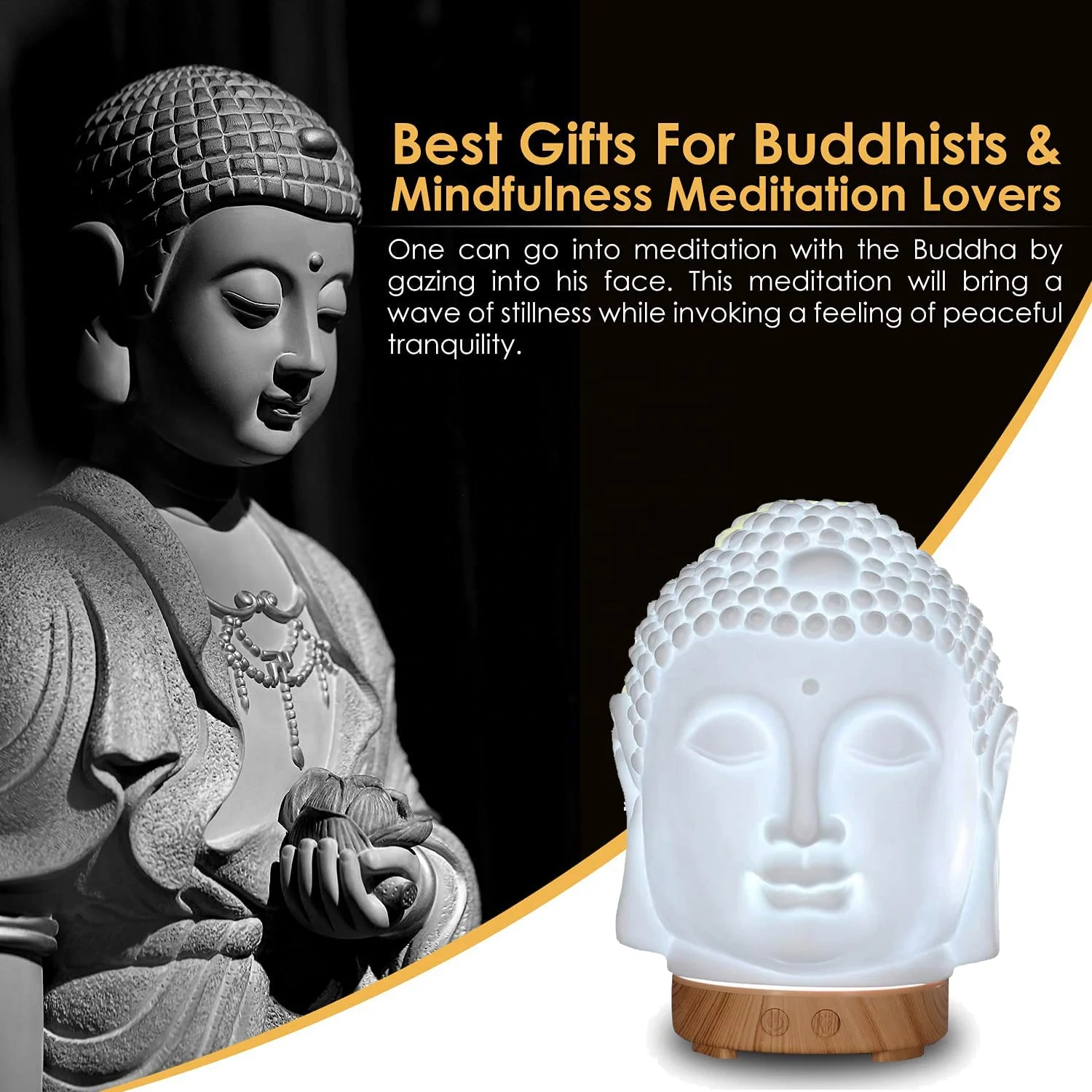 Factory Wholesale Ceramic Aroma Diffuser Air Purifier 100ML Ceramic Buddha Head Fragrance Humidifier For Essential Oils