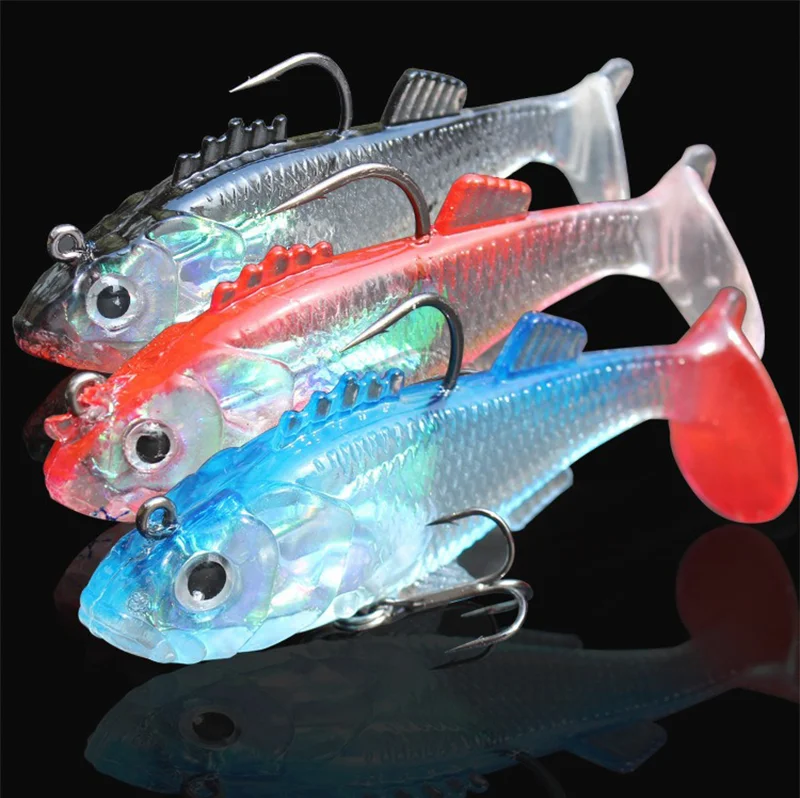 New In 2024 80mm/13.5g T-Tail Rolled-tail Lead Fishing Lure Soft Silicone Fishing Lures Lifelike Wobbler Fishing Pesca
