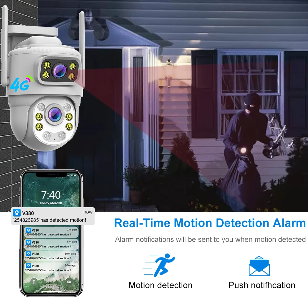 4G Smart AI Human Tracking HD 1080P Waterproof Outdoor Indoor Strong Signal Wifi 4G Sim Card Network PTZ Cctv Security Camera