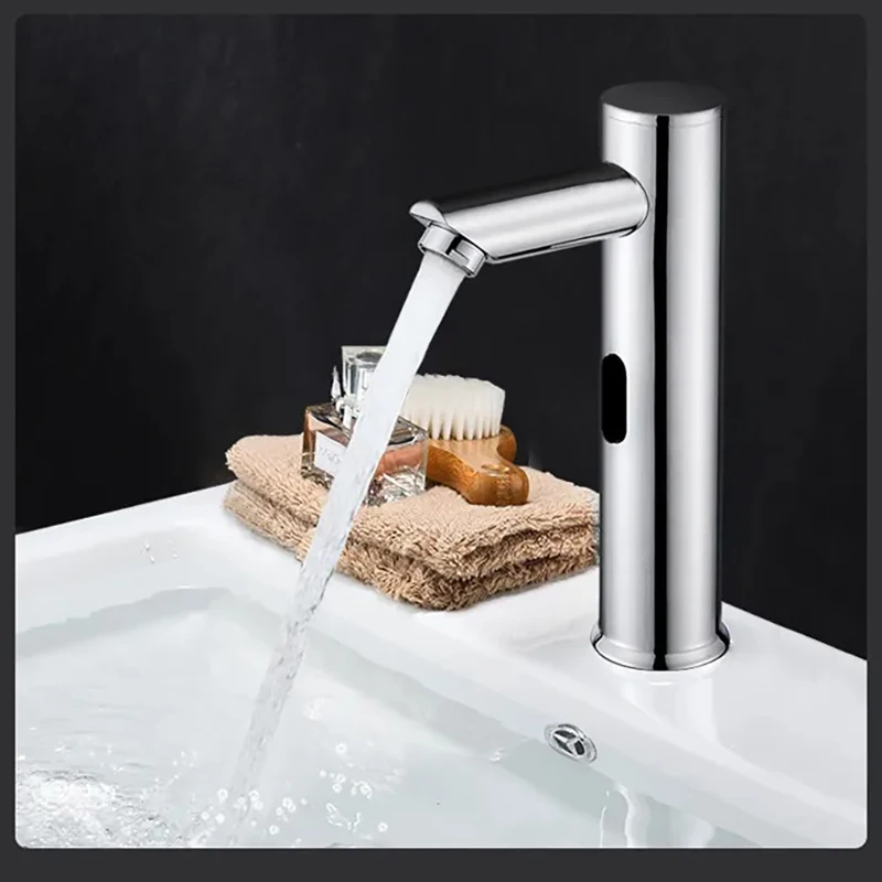 New Design Water Saving Faucet Brass High Neck Basin Mixer Automatic Sensor Tap Smart Sink Wash Basin Water Tap