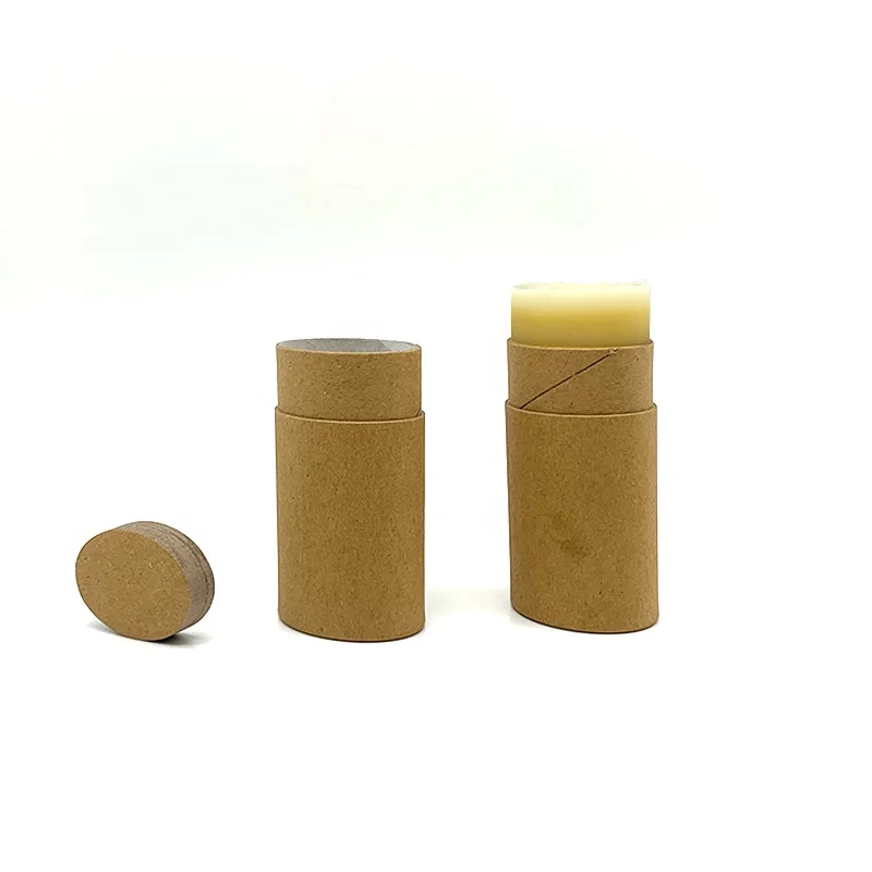 
2 oz Biodegradable Kraft Cardboard Container Oval Shape Push Up Paper Tube For Deodorant Stick Packaging 
