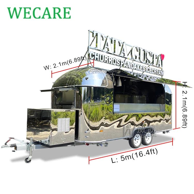 Wecare 500*210*210cm mobile concession bbq fully equipped food trailer coffee truck