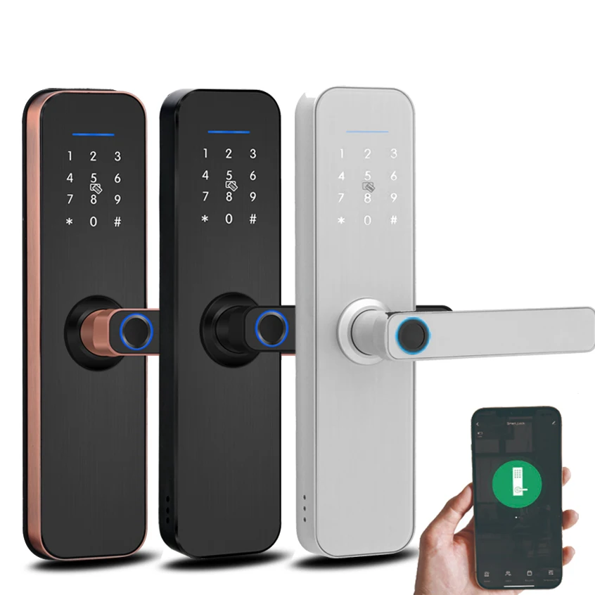 Tuya Cerradura Inteligente Alarm Rfid Digital Hidden Home Electronics Smart Door Finger print Lock Door With Tuya Or Ttlock