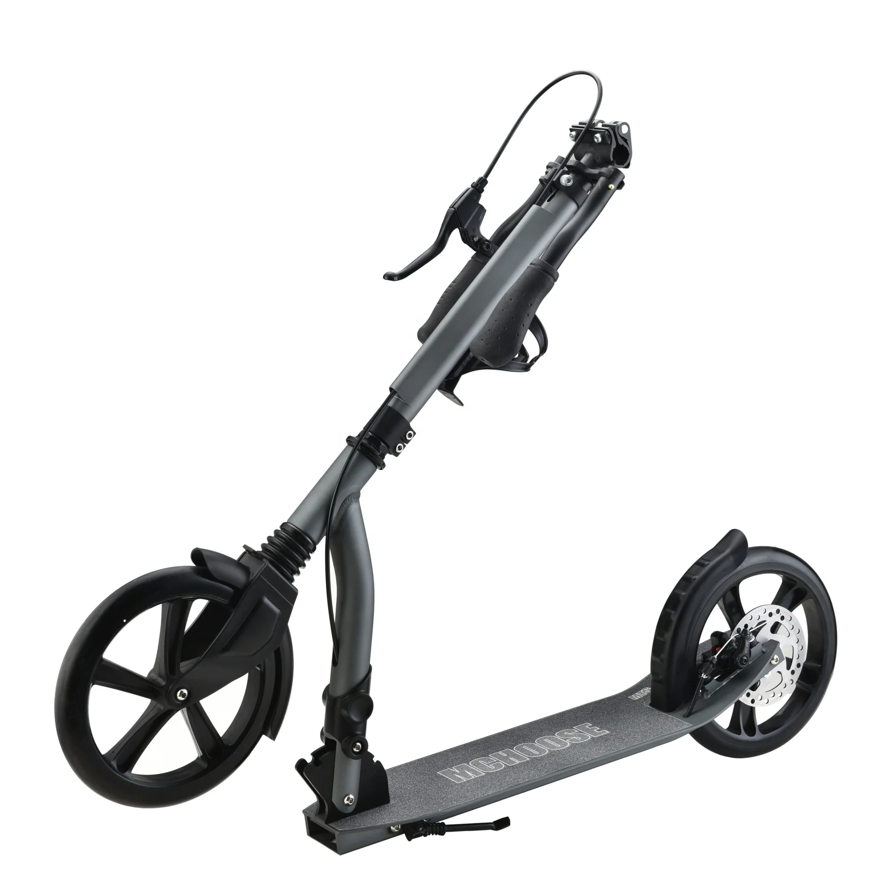 Mchoose Freestyle Pro Aluminum Kick Scooter for Adults Foldable Big Wheel Skateboard with Two PU Wheels