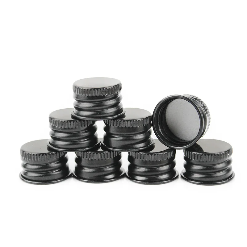18mm 20mm 24mm 28mm Aluminum Gold Silver Black Metal Screw Cap Metal Screw Lids for Plastic Glass bottles