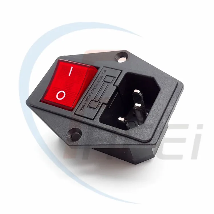 IEC C13 C14 socket panel mount with fuse and rocker switch female  for ac adapter ac connector male