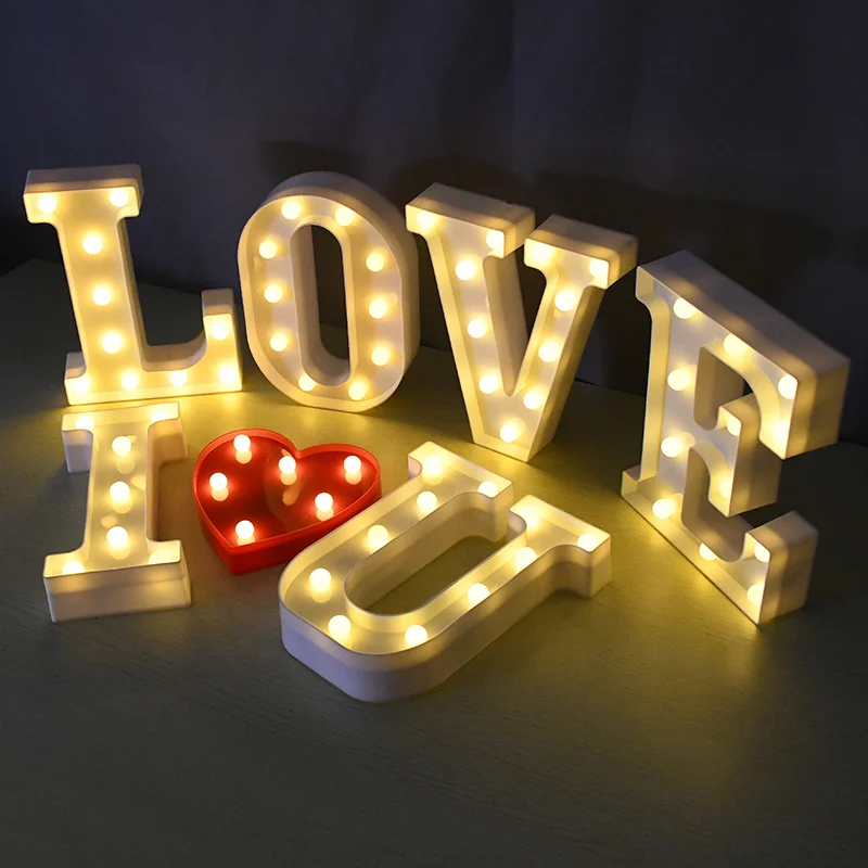 3D LED Night Lamp 26 Letter 0-9 Digital Marquee Sign Alphabet Light Wall Hanging Lighting Lamp Light up Letters