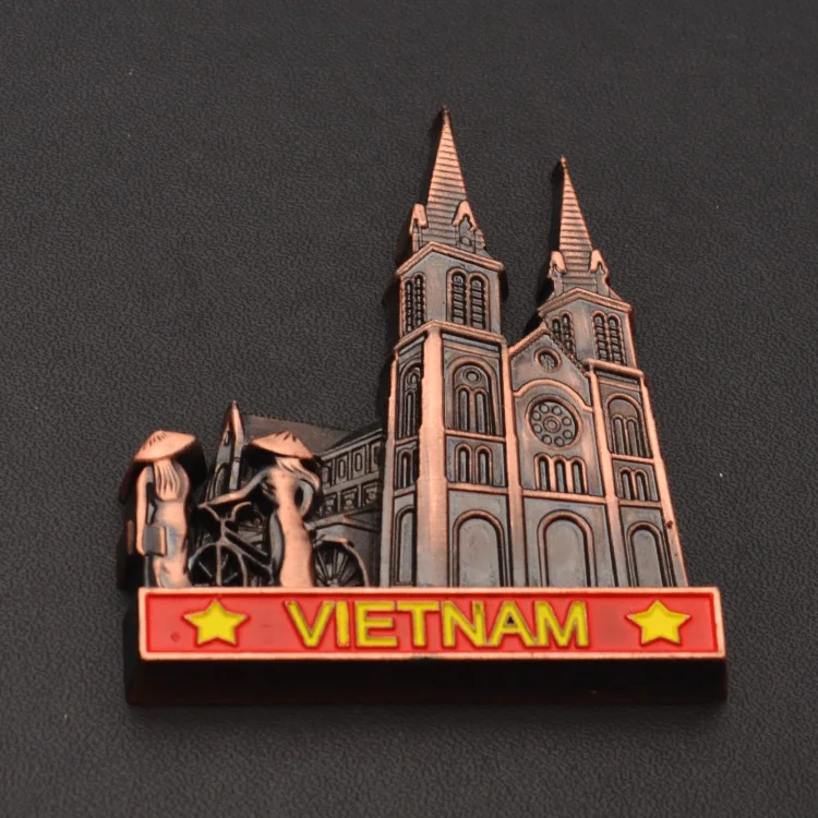 Antique Copper Plating Vietnam Tourist Souvenir Metal Fridge Magnet