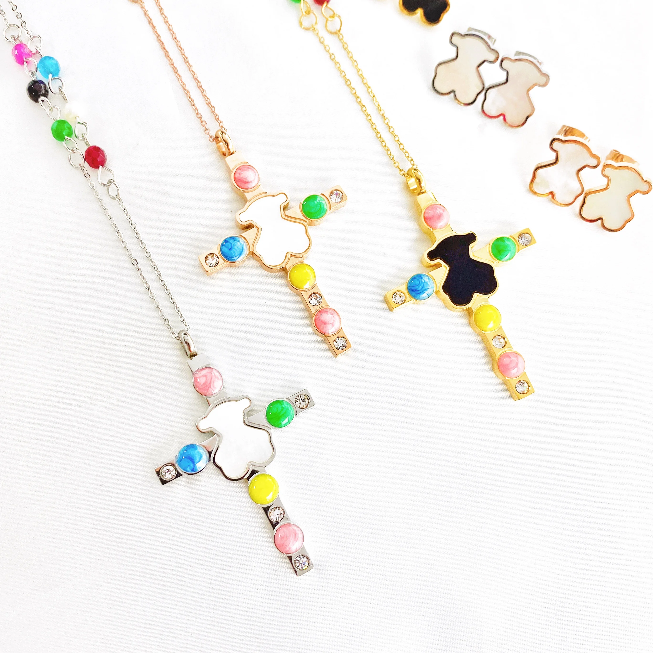 
Bear Necklace Stainless Steel Jewelry Fashion Jewelry Fine Silver Color for Women Girls and Valentine Birthday girl necklace 