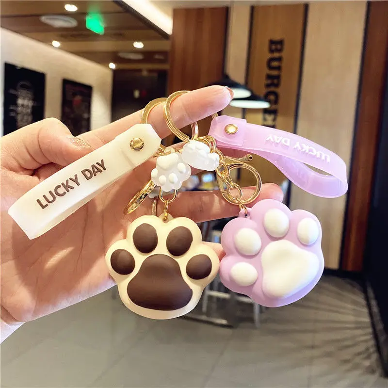 Dropping Cat Claw Cute Doll Keychain Silicone Couple Car Key Chain Cartoon Design Bag Pendant Keychain