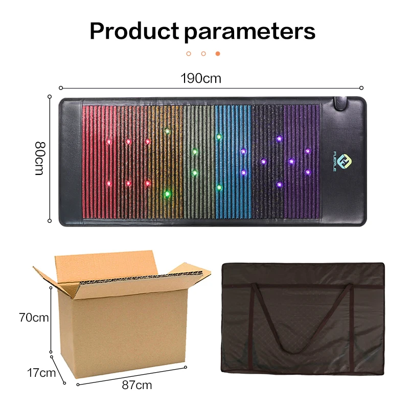 Fuerle Magnetic Field Thermal Heat Mattress Therapy 7 Gemstones Healing Chakra Mat Body Massage Infrared PEMF Mat