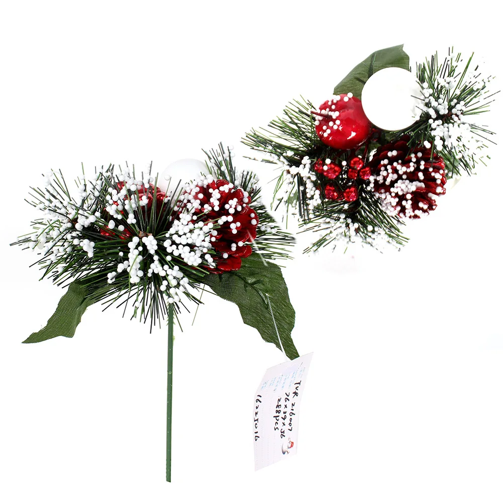 christmas pick Christmas decoration supplier christmas pick pine with red berry artificial pine cone